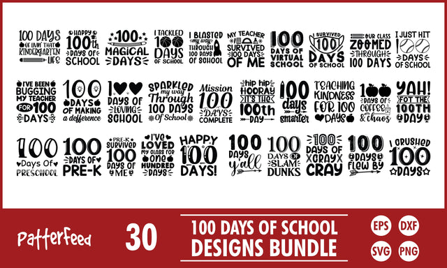 100 Days Of School SVG Designs Bundle SVG PatternFeed8 