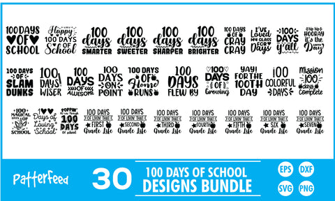 100 Days Of School SVG Designs Bundle SVG PatternFeed8 