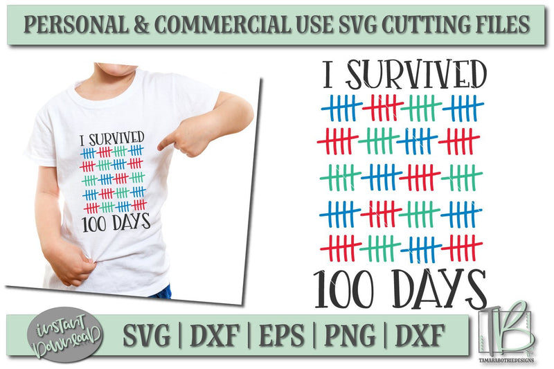 100 Days of School SVG File, I Survived 100 Days of School SVG SVG TB Designs 