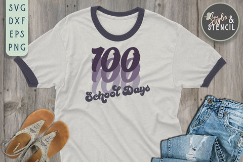 100 Days of School SVG Retro - 100 Days Teacher SVG Style and Stencil 