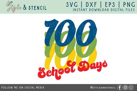 100 Days of School SVG Retro - 100 Days Teacher SVG Style and Stencil 