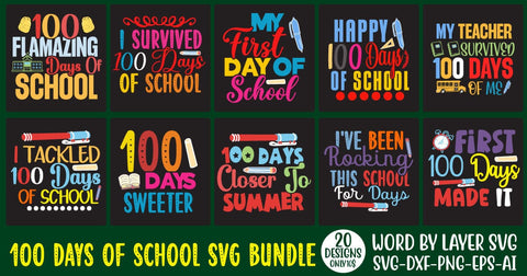 100 Days of School svg, Second Grade svg, 100th Day of School svg, 100 Days svg, Teacher svg, SVG Rafiqul20606 