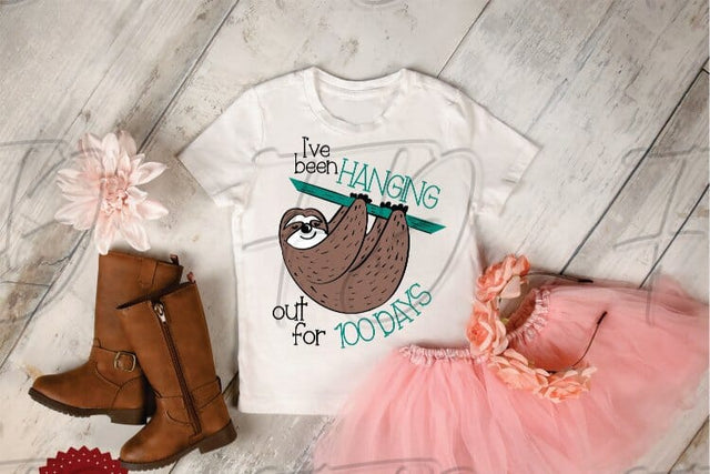 100 Days of School Svg, Sloth Svg, Sloth School Svg, I've Been Hanging out for 100 days, School Svg, Kids Svg SVG Fortunatus Design Company 