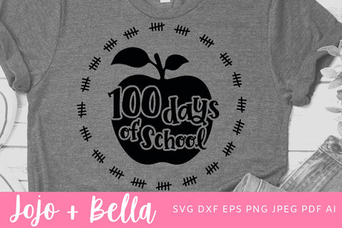 100 Days of School Svg, Teacher Svg, 100th Day of School Svg, School Svg, Kids Svg, Teacher, Svg Designs For Cricut, Sublimation Designs SVG Jojo&Bella 