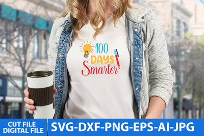 100 Days Smarter SVG Cut File, 100 Days of School SVG Design SVG BlackCatsMedia 