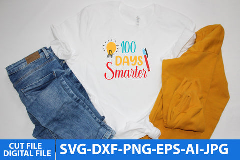 100 Days Smarter SVG Cut File, 100 Days of School SVG Design SVG BlackCatsMedia 