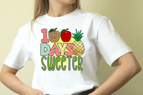 100 days sweeter Sublimation PNG, 100 Days Of School Sublimation Design Sublimation Regulrcrative 