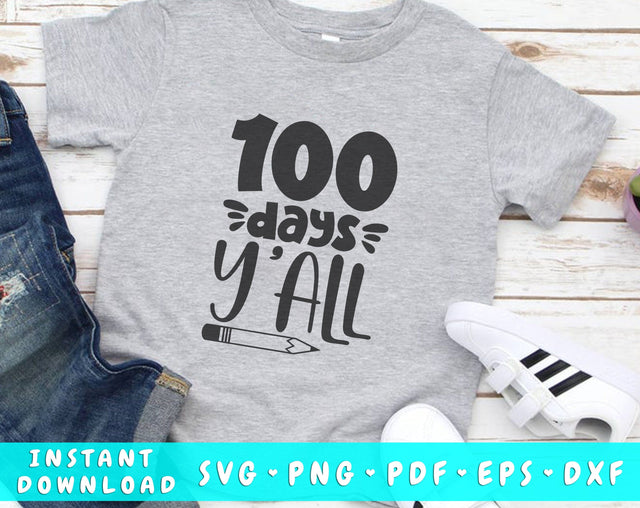 100 Days Y'all SVG, 100 Days of School SVG, PNG SVG HappyDesignStudio 