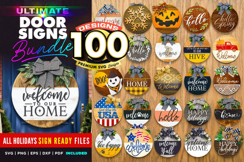 100 Door Signs MEGA Bundle | BEST SELLER | All year SVG SVG The Vintage Signs Shop 