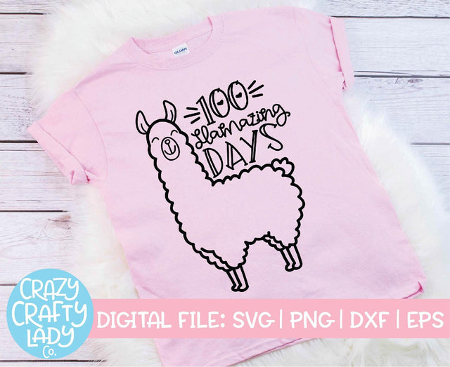 100 Llamazing Days | 100th Day of School SVG Cut File SVG Crazy Crafty Lady Co. 