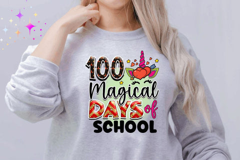 100 magical days of school Sublimation PNG, Unicorn Sublimation Design Sublimation Regulrcrative 
