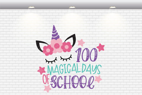 100 Magical Days of School - Unicorn - SVG, PNG, DXF, EPS SVG Elsie Loves Design 