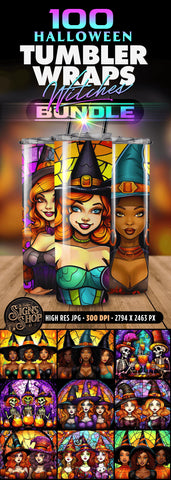 100 Witches Tumbler Wraps Bundle | Stained glass Sublimation The Vintage Signs Shop 