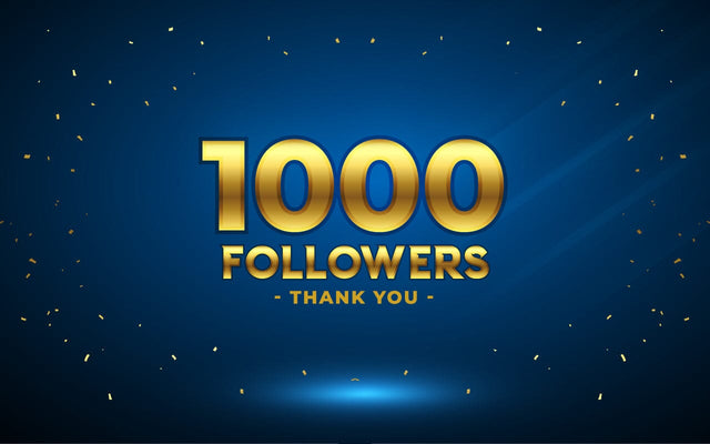 1000 followers gold sign. Thank you banner. Shining design with light. SVG naemmiah021 