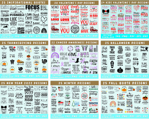 1000+ SVG Quotes Bundle, Big Quotes SVG Bundle, SVG Sayings, SVG Designs For Shirts, Mugs, Mega Svg Bundle For Cricut, Silhoutte SVG HappyDesignStudio 