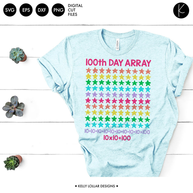100th Day Math Teacher Array SVG Kelly Lollar Designs 