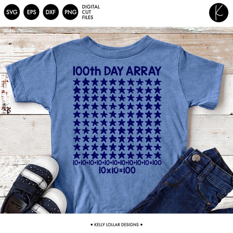 100th Day Math Teacher Array SVG Kelly Lollar Designs 