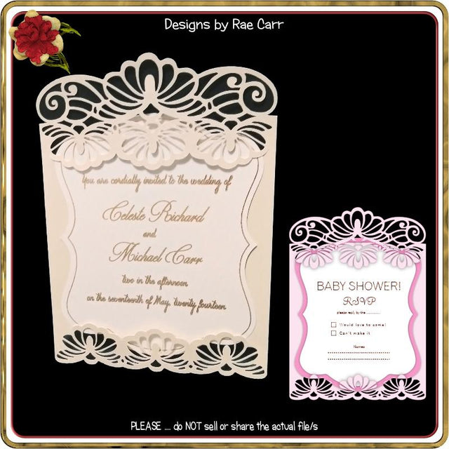 1015 Fancy Wedding, Invitation, Shower Greeting Card SVG Designs by Rae 