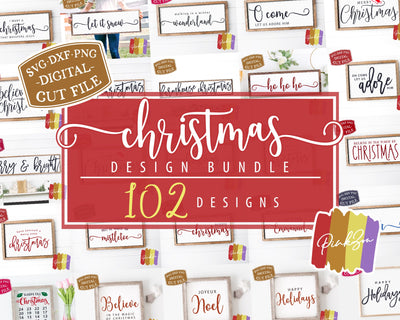 102 Christmas SVG Bundle, Merry Christmas, Holidays, Christian, Let it Snow, Commercial Use, Cricut, Silhouette, Digital Cut Files (1306104181) SVG PinkZou 
