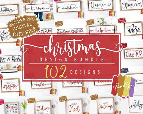102 Christmas SVG Bundle, Merry Christmas, Holidays, Christian, Let it Snow, Commercial Use, Cricut, Silhouette, Digital Cut Files (1306104181) SVG PinkZou 