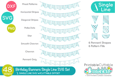 107 Birthday Single Line SVG Designs Sketch Bundle SVG Printable Cuttable Creatables 