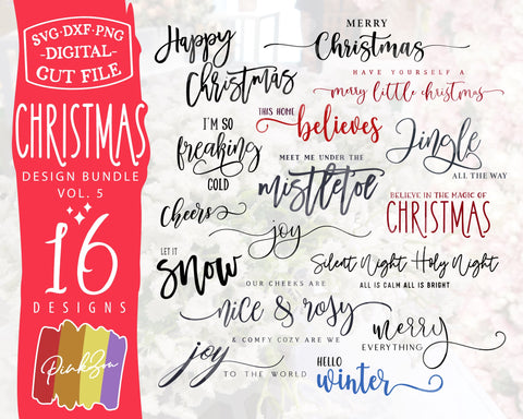 108 Christmas SVG Bundle, Merry Christmas, Holidays, Christian, Let it Snow, Commercial Use, Digital Cut Files, DXF PNG (1301597622) SVG PinkZou 