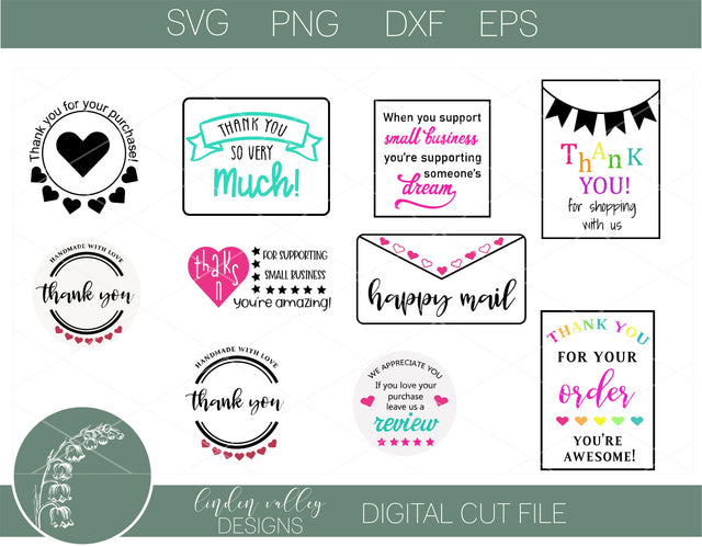 10pc Thank you Tags SVG SVG Linden Valley Designs 