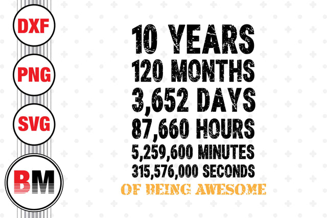 10th Birthday Countdown SVG, PNG, DXF Files SVG BMDesign 