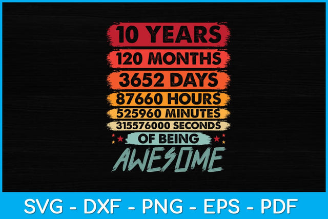 10th Birthday Kids 10 Years Old Vintage Retro 120 Months Svg Design SVG artprintfile 
