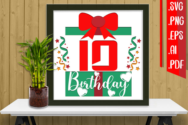 10th Birthday Layered Papercut Svg Eps Ai Png Pdf SVG zafrans studio 