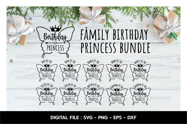 11 bundle birthday princess with butterfly and crown cute style Svg, t-shirt, Cricut Files, svg, png, eps, dxf, Instant Download SVG nhongrand 