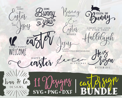 11 Easter Signs SVG Bundle | Easter Svg | Spring Svg | Jesus Svg | Bunny Svg | Commercial Use | Digital Cut Files (1182122077) SVG Ivan & Co. Designs 