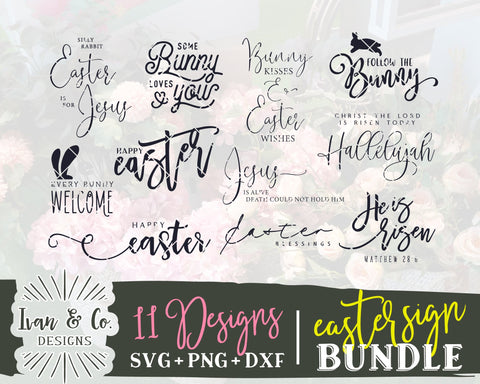 11 Easter Signs SVG Bundle | Easter Svg | Spring Svg | Jesus Svg | Bunny Svg | Commercial Use | Digital Cut Files (1182122077) SVG Ivan & Co. Designs 