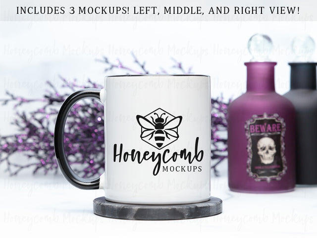 11 Ounce Black Accent Mug Mockup, Halloween Mug Mockup, Styled Mug Photo, Witchy Mug Mockup, Blank Mug Mockup, Coffee Cup Mockup Mock Up Photo Honeycomb Mockups 