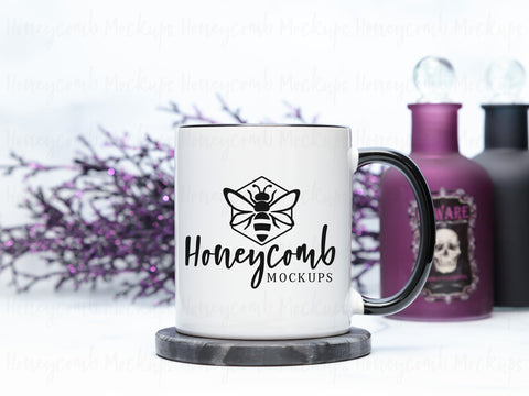 11 Ounce Black Accent Mug Mockup, Halloween Mug Mockup, Styled Mug Photo, Witchy Mug Mockup, Blank Mug Mockup, Coffee Cup Mockup Mock Up Photo Honeycomb Mockups 
