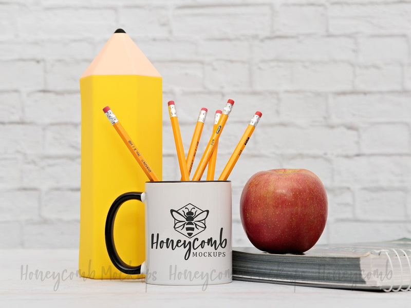 11 Ounce Black Accent Mug Mockup, teacher mockup, sublimation mockup, Styled Mug Photo, School Mockup, Mock Up Photo Honeycomb Mockups 