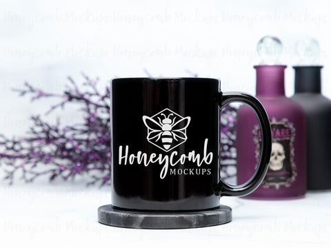 11 Ounce Black Mug Mockup, Halloween Mug Mockup, Styled Mug Photo, Witchy Mug Mockup, Blank Mug Mockup, Coffee Cup Mockup Mock Up Photo Honeycomb Mockups 