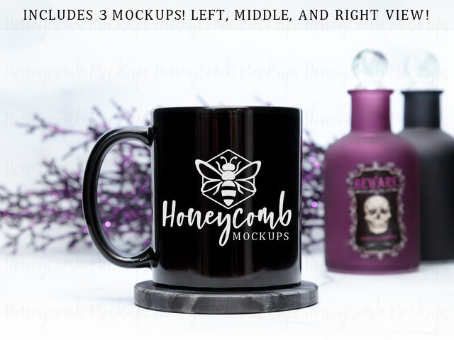 11 Ounce Black Mug Mockup, Halloween Mug Mockup, Styled Mug Photo, Witchy Mug Mockup, Blank Mug Mockup, Coffee Cup Mockup Mock Up Photo Honeycomb Mockups 