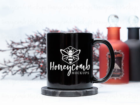 11 Ounce Black Mug Mockup, Styled Mug Photo, Witchy Mug Mockup, Halloween Mug Mockup, Blank Mug Mockup, Coffee Cup Mockup Mock Up Photo Honeycomb Mockups 