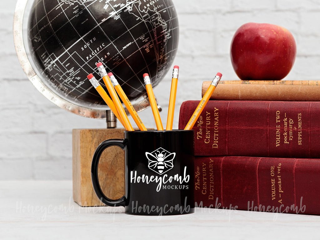 11 Ounce Black Mug Mockup, Teacher Mockup, Sublimation Mockup, Styled