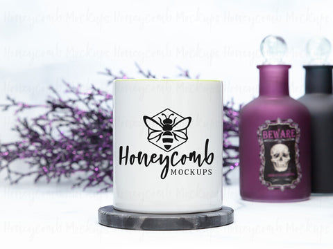 11 Ounce Green Accent Mug Mockup, Styled Mug Photo, Witchy Mug Mockup, Halloween Mug Mockup, Blank Mug Mockup, Coffee Cup Mockup Mock Up Photo Honeycomb Mockups 