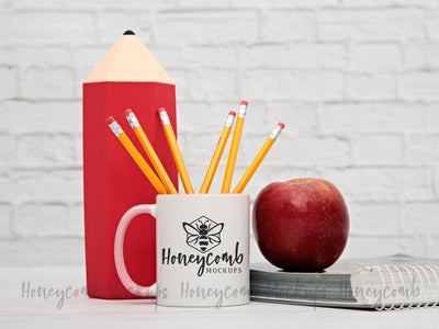 11 Ounce Pink Accent Mug, Teacher Mockup, Sublimation Mockup, School Mockup Mock Up Photo Honeycomb Mockups 