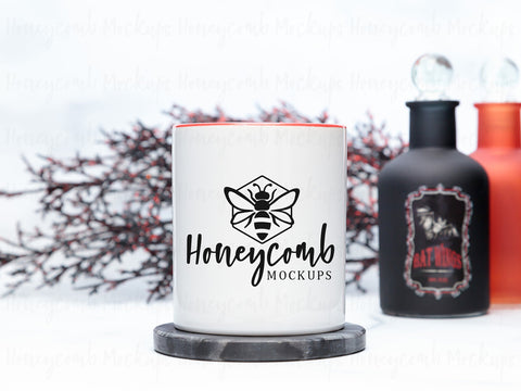 11 Ounce Red Accent Mug Mockup, Styled Mug Photo, Witchy Mug Mockup, Halloween Mug Mockup, Blank Mug Mockup, Coffee Cup Mockup Mock Up Photo Honeycomb Mockups 