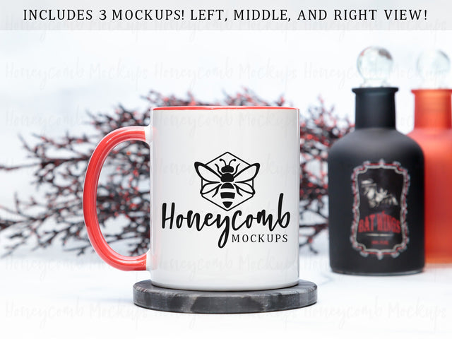 11 Ounce Red Accent Mug Mockup, Styled Mug Photo, Witchy Mug Mockup, Halloween Mug Mockup, Blank Mug Mockup, Coffee Cup Mockup Mock Up Photo Honeycomb Mockups 