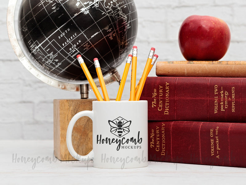11 Ounce White Mug Mockup, Sublimation Mockup, Teacher Mug Mockup, School Mockup Mock Up Photo Honeycomb Mockups 