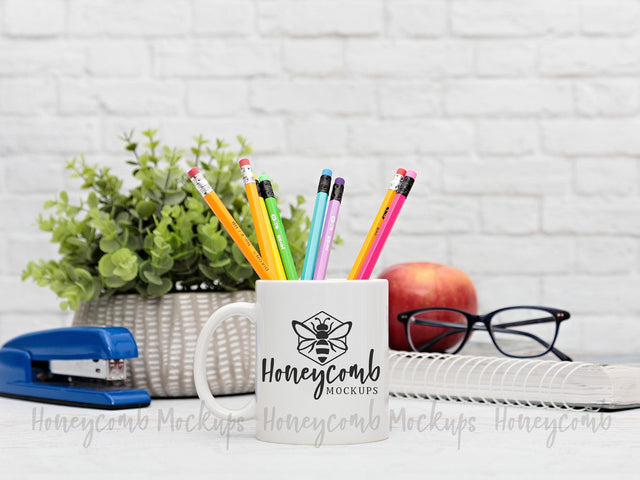 11 Ounce White Mug Mockup, Teacher Mockup, Mug Sublimation Mockup, School Mockup Mock Up Photo Honeycomb Mockups 