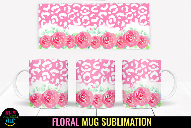 11 Oz Floral Leopard Mug Sublimation Design Sublimation Happy Printables Club 