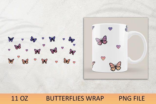 11 oz mug full wrap with butterfly, Butterfly mug sublimation png Sublimation AnastasiyaArtDesign 