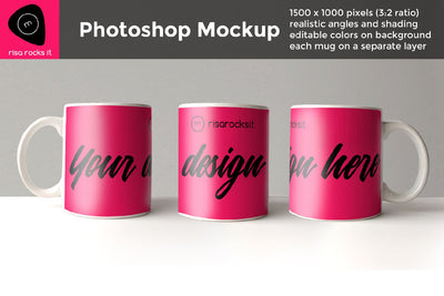 11 oz Mug Sublimation Photoshop PSD Product Mockup Mock Up Photo Risa Rocks It 