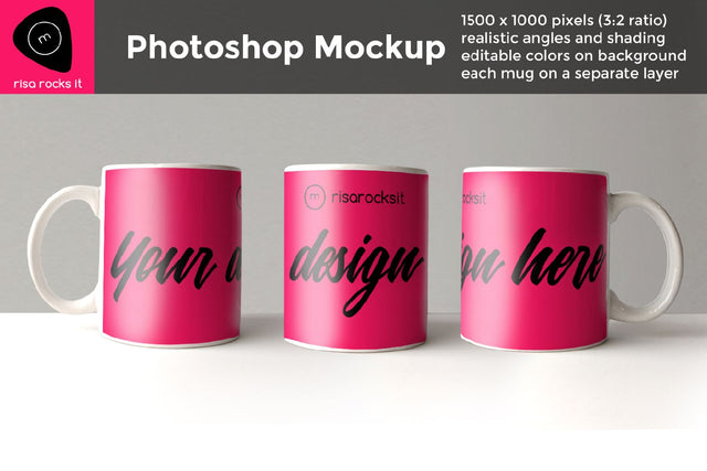 11 oz Mug Sublimation Photoshop PSD Product Mockup Mock Up Photo Risa Rocks It 